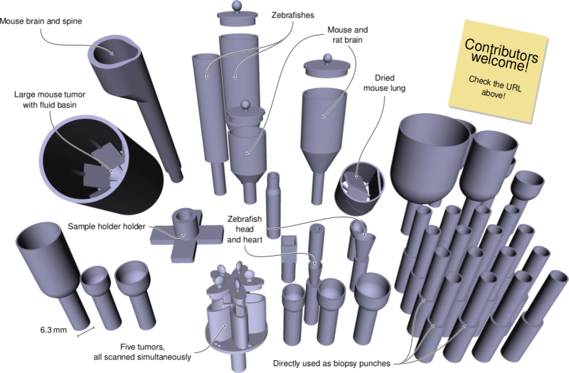 A sampler of our 3D printed sample holders